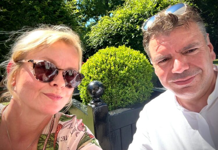 Reading residents, Asia musician John Mitchell and best friend Sarah Ewing, are relieved to have escaped from a Dubai warzone. picture: Sarah Ewing