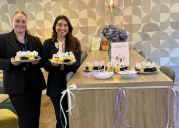 Birgitta Jonsdottir and Ellie Turl, a centre team at Arena, putting together treats for clients.