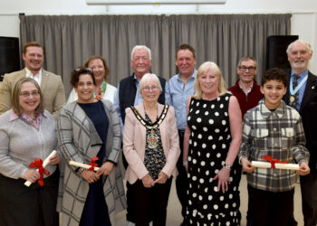 Wokingham borough mayor, Cllr Carol Jewell, with the award winners.