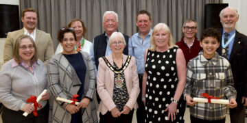 Wokingham borough mayor, Cllr Carol Jewell, with the award winners.