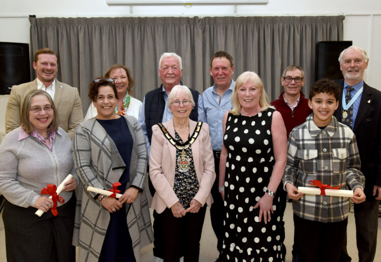 Wokingham borough mayor, Cllr Carol Jewell, with the award winners.
