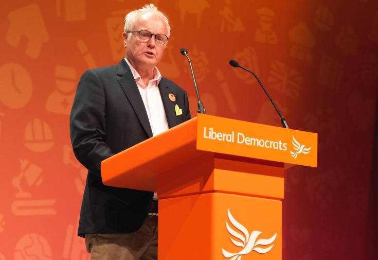 Clive Jones addressing the Liberal Democrat conference. Image: David Stone.