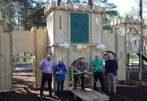 Pictured from left to right is Aden Kelly, building surveyor; Julia Inglis-Taylor, exhibition manager; Cllr Gillbe, cabinet member for planning, transport and countryside; Mark Croll, facilities manager; and Stephen Chown, head of natural estates.