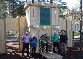 Pictured from left to right is Aden Kelly, building surveyor; Julia Inglis-Taylor, exhibition manager; Cllr Gillbe, cabinet member for planning, transport and countryside; Mark Croll, facilities manager; and Stephen Chown, head of natural estates.