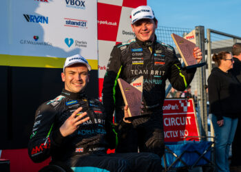 Images from BRITCAR Championship Round 1 at Donington Part Circuit featuring the Team BRIT GT4 McLaren 570S piloted by Aaron Morgan and Bobby Trundley as well as the GT4 BMW M4 Piloted by Asha Silva and Noah Cosby on the weekend of the 21st of March 2026