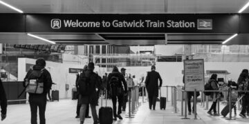 Gatwick train station.
