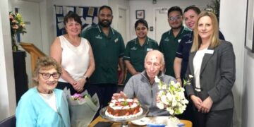 Michael and Alison celebrated 60 years of marriage, with a cake, chocolates and flowers. Picture: West Oak Care Home