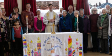The congregation of St Nicholas, with parish rector Fr Sam Tanna-Korn