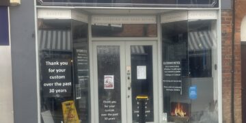 A sign has appeared in the window of Country Dry Cleaners and Cobblers in Denmark Street. Pic: Andrew Batt.