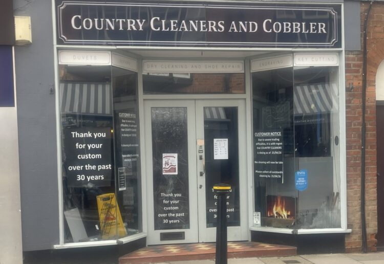 A sign has appeared in the window of Country Dry Cleaners and Cobblers in Denmark Street. Pic: Andrew Batt.