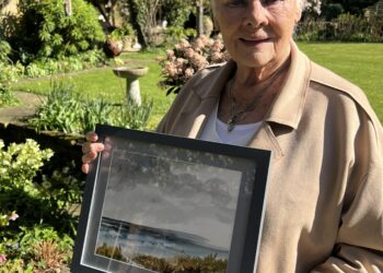 The ramed landscape painting by Dame Judi Dench.