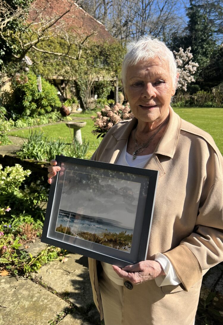 The ramed landscape painting by Dame Judi Dench.
