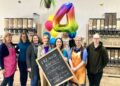 Maya, her team and Wokingham Town Mayor Cllr Lou Timlin celebrated four years of sustainability. Picture: Emma Merchant