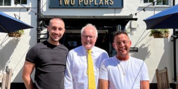 Clive Jones MP visiting The Two Poplars. Image: Office of Clive Jones MP..