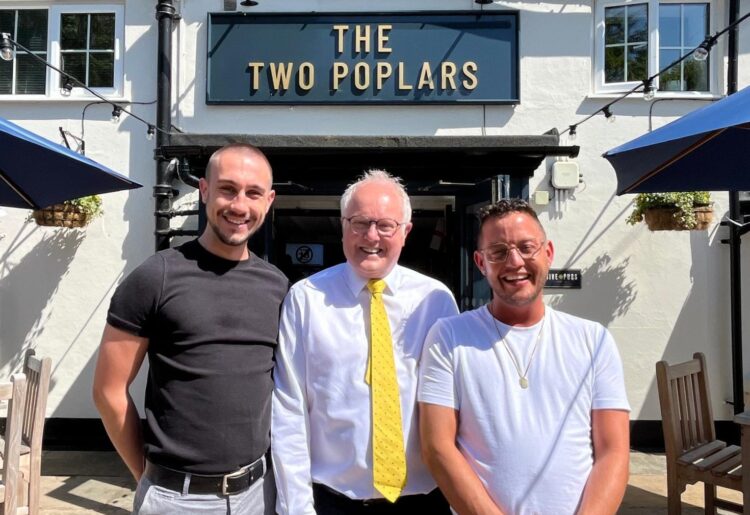 Clive Jones MP visiting The Two Poplars. Image: Office of Clive Jones MP..