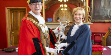 New mayor Alwyn Jones with Lou Timlin. Pic by Stewart Turkington.