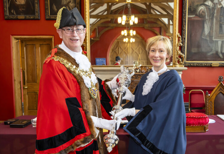 New mayor Alwyn Jones with Lou Timlin. Pic by Stewart Turkington.