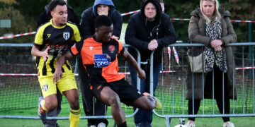 Aaron Peprah  in action at Lowther Road. Pic: Andrew Batt.