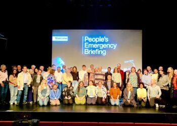 Organisers of a screening of the People's Emergency Briefing are encouraged by the number of viewers who came. Picture: Emma Merchant