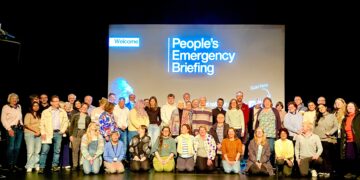 Organisers of a screening of the People's Emergency Briefing are encouraged by the number of viewers who came. Picture: Emma Merchant