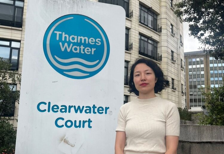 Yuan Yang, the Labour MP for Earley and Woodley, outside Clearwater Court, the headquarters of Thames Water in Vastern Road, Reading. Credit: James Aldridge, Local Democracy Reporting Service