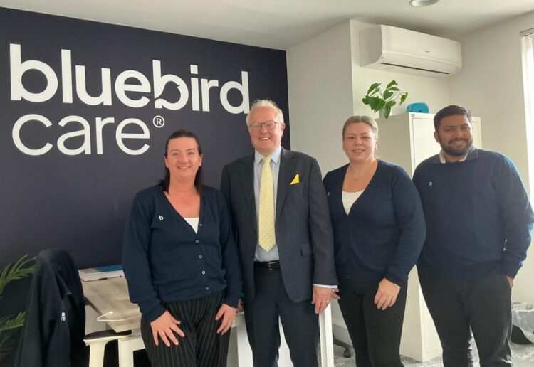Clive met with managing director Rebecca Hawkins and members of the Bluebird Care team to learn more about the organisation?s work supporting elderly and vulnerable people. Picture: Bluebird Care