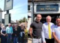 Clive Jones with the staff of The White Horse and The Two Poplars. Image: Office of Clive Jones MP).