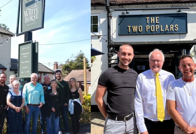 Clive Jones with the staff of The White Horse and The Two Poplars. Image: Office of Clive Jones MP).