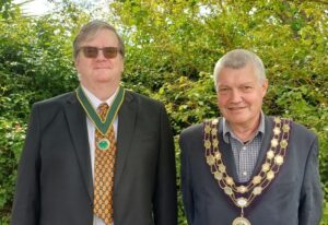 Councillor Alistair Neal (Liberal Democrats, St Nicolas), right, the Mayor of Earley Town Council for 2026/27, with deputy mayor cllr Andrew Long (Liberal Democrats, Cutbush). Credit: Earley Town Council