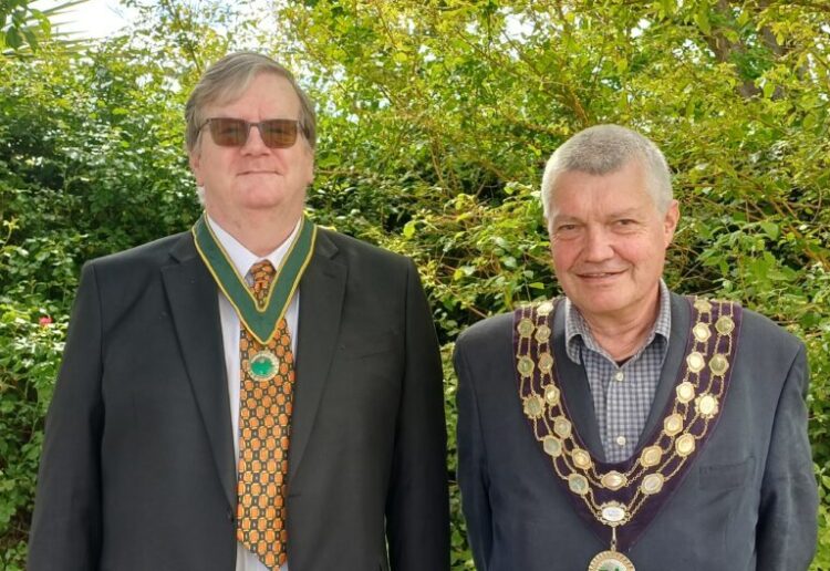 Councillor Alistair Neal (Liberal Democrats, St Nicolas), right, the Mayor of Earley Town Council for 2026/27, with deputy mayor cllr Andrew Long (Liberal Democrats, Cutbush). Credit: Earley Town Council