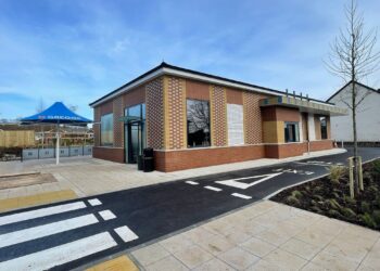 The service hatch and drive-thru exit for the new Greggs along the A4 Bath Road, Southcote. Credit: James Aldridge, Local Democracy Reporting Service