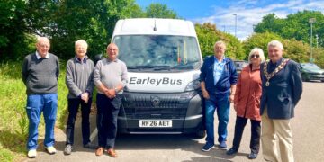 All aboard, Earley's new Community Bus. Picture: Emma Merchant