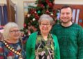 Elaine Chalmers-Brown (centre) with cllr Jenny Penfold (l) and MP Peter Swallow (r) (Image: Jennie Green)