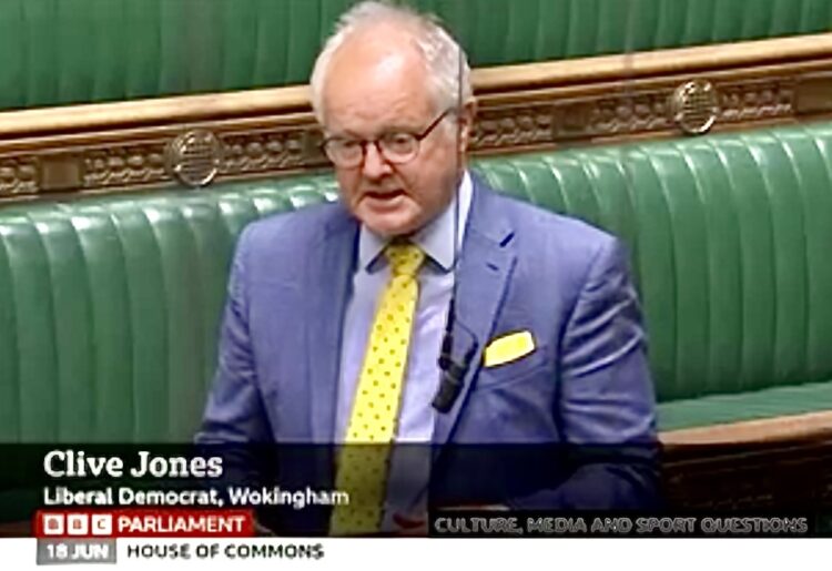 Clive Jones MP, speaking at the debate last week. Pic: BBC Parliament.