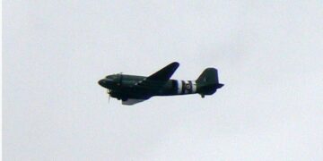 A flyby performed by the pilot of a Douglas C-47 Dakota was unfortunately abandoned over Wokingham on Saturday, due to weather conditions on the South Coast forcing a re-route. Picture: Riik@mctr via Wikiedia Commons