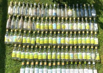 A serial bottle discarder is blighting a Matthewsgreen roundabout. Picture: Wokingham resident
