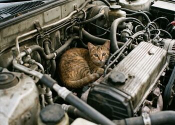 Pic: An AI-created image depicting a cat in an engine bay.