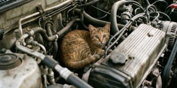 Pic: An AI-created image depicting a cat in an engine bay.