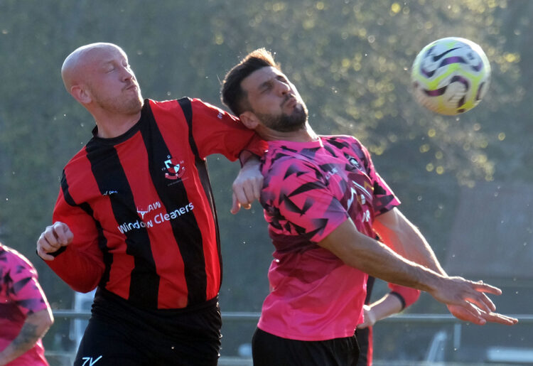 Premier division action from the Bracknell Sunday League. Pic: Andrew Batt.