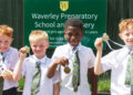Pupils from Waverley Prep School celebrated their impressive sporting wins. Picture: Waverley Prep School