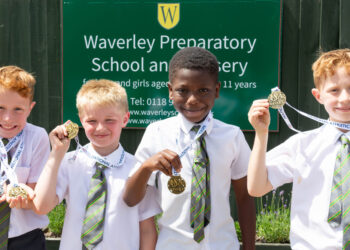 Pupils from Waverley Prep School celebrated their impressive sporting wins. Picture: Waverley Prep School