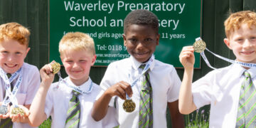 Pupils from Waverley Prep School celebrated their impressive sporting wins. Picture: Waverley Prep School