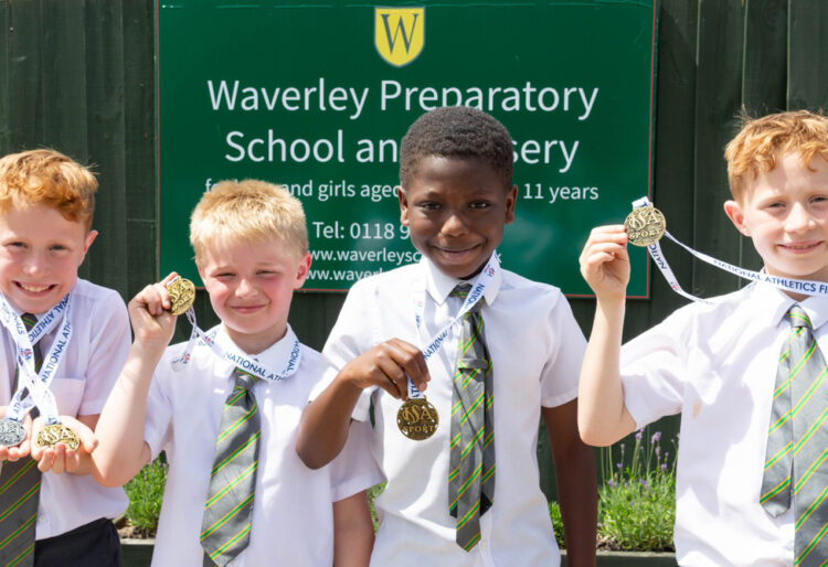 Pupils from Waverley Prep School celebrated their impressive sporting wins. Picture: Waverley Prep School