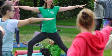 Park Yoga in Howard Palmer Park in Wokingham on Sunday morning.