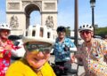 Friends  Jenny Brown, Andy Brown, John Bishop and Rob Brown cycled to Paris in memory of Sully. Picture: Rob Brown