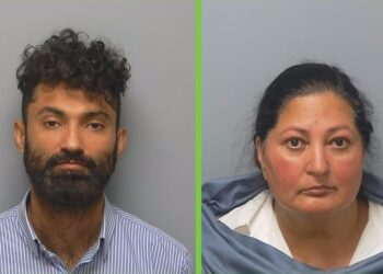 Police mugshots of Naheed Ejaz and Diwan Khan