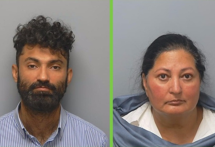 Police mugshots of Naheed Ejaz and Diwan Khan