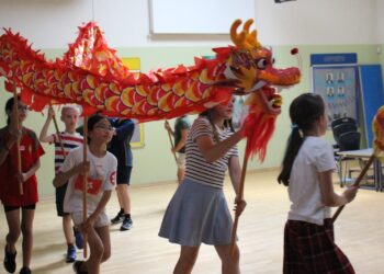 A Chinese dragon formed part of the event.