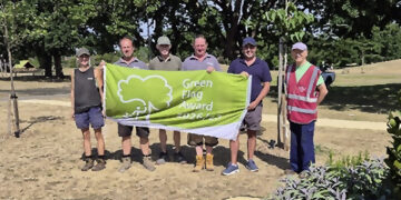 L-R: The amenities team: Rosy Moreton, Gerard Worth, Chris Baker, Chris Haywood, Colin Holland and David Provins from Friends of Woodford Park.