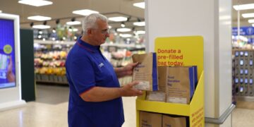 Tesco pre-filled food donation bags can help feed struggling families. Picture: Tesco